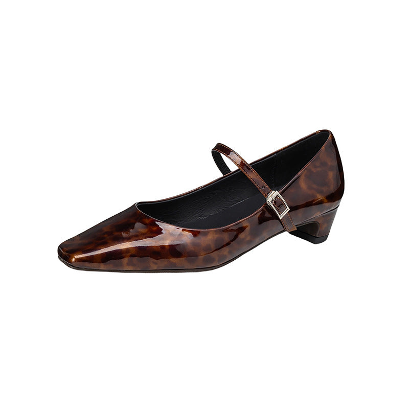 New Women's Low-cut Shoes With A Square Toe And A 3cm Mid-heel