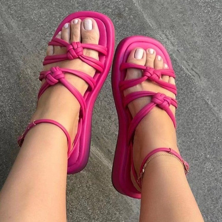 Plus Size Outer Wear Woven Beach Sandals