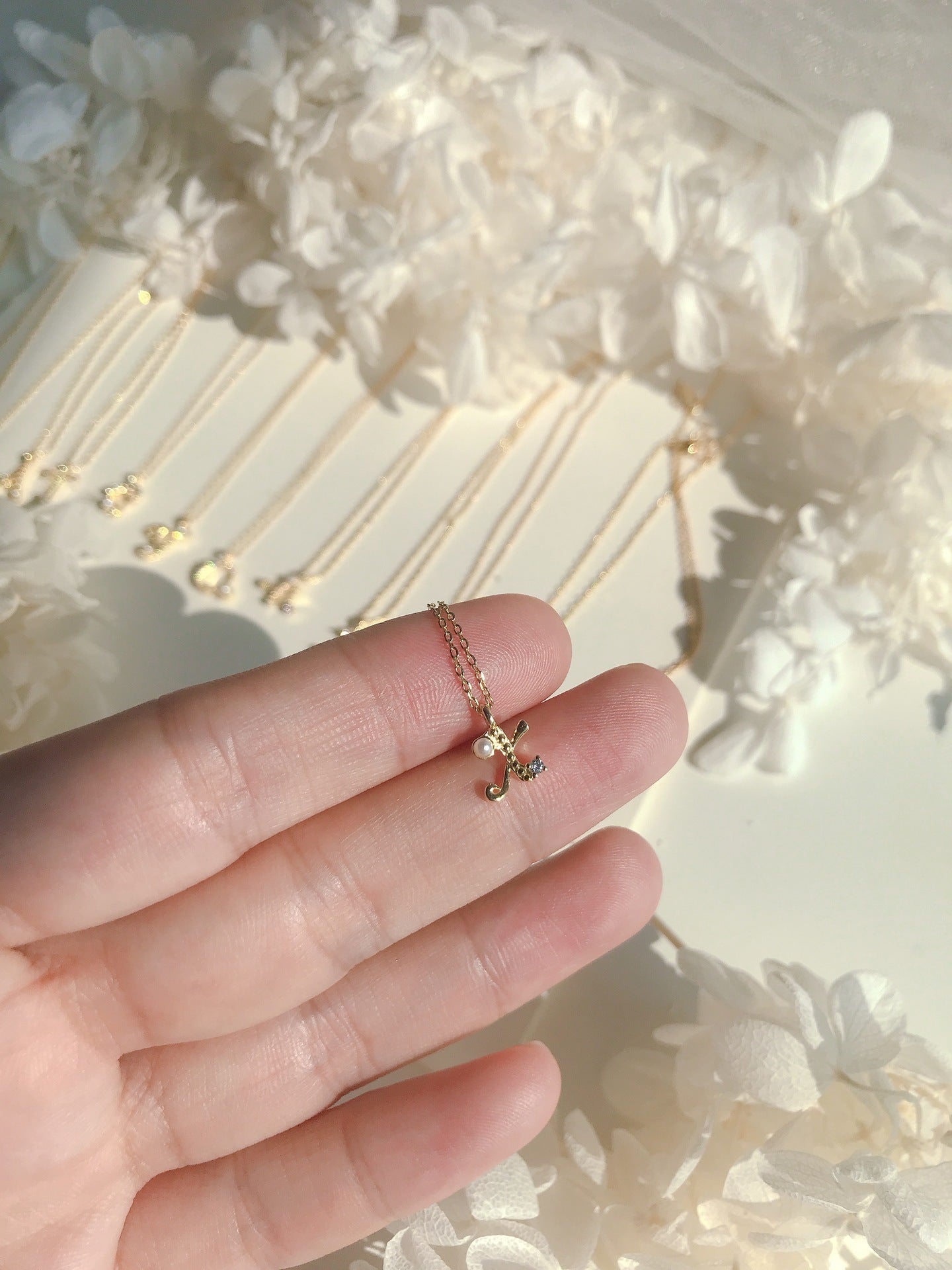 Japanese silver s925 plating 14k gold mini letter necklace