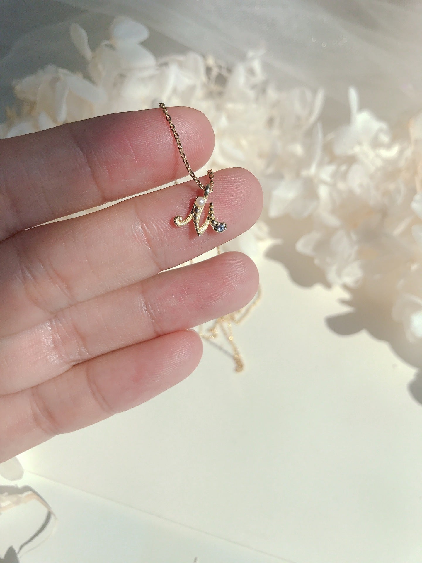 Japanese silver s925 plating 14k gold mini letter necklace