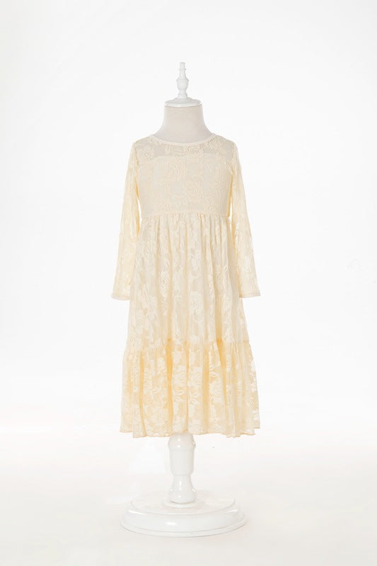 Lace rose-print princess dress
