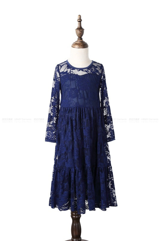 Lace rose-print princess dress