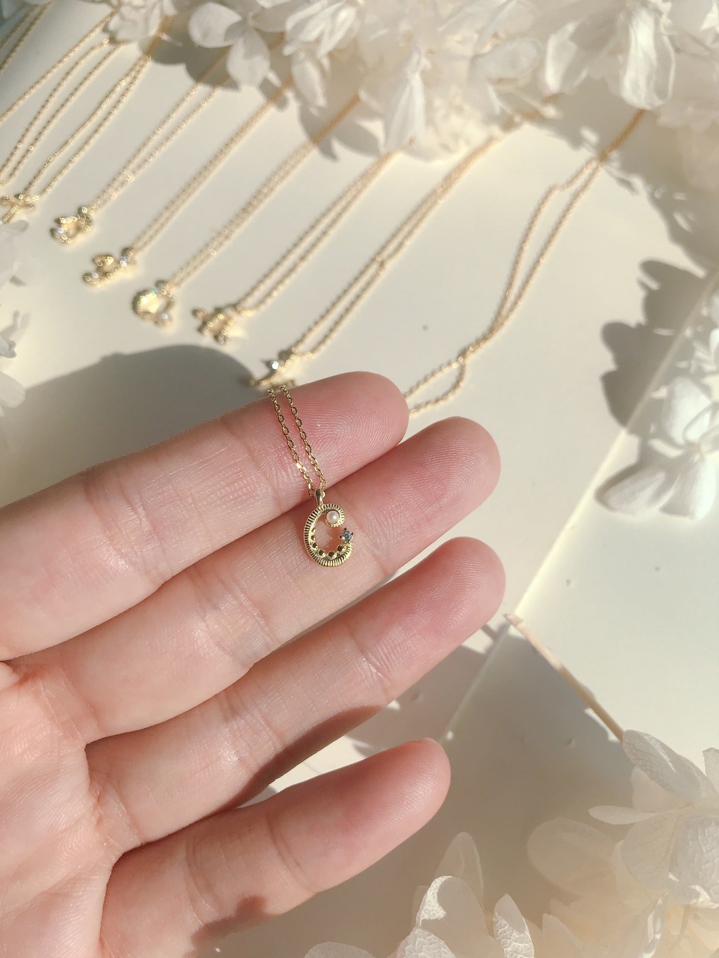 Japanese silver s925 plating 14k gold mini letter necklace