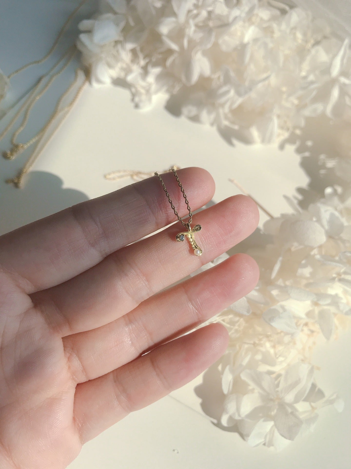 Japanese silver s925 plating 14k gold mini letter necklace