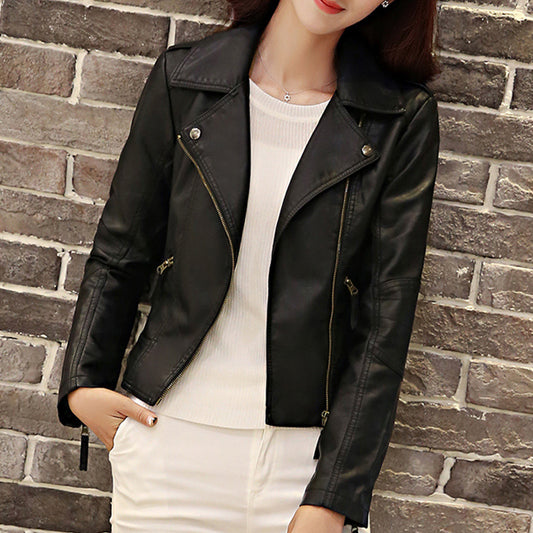 European And American Motorcycle Women's Clothing Leather Coat