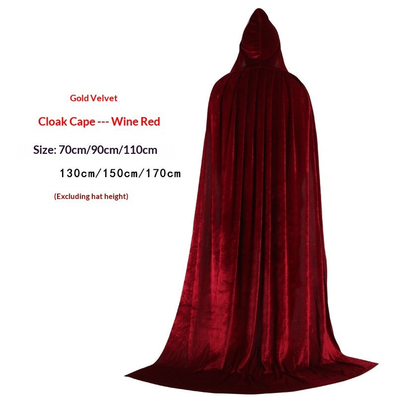 Golden Velvet Wizard Witch Prince Cloak Halloween Velvet Cape