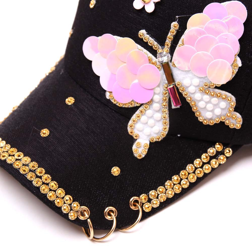 Ladies Butterfly Baseball Cap Hoop Sun Hat