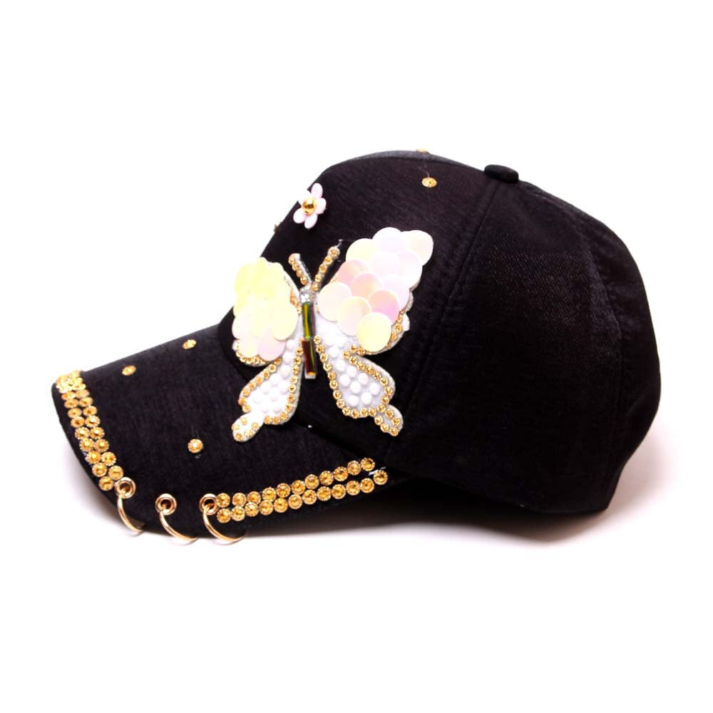 Ladies Butterfly Baseball Cap Hoop Sun Hat