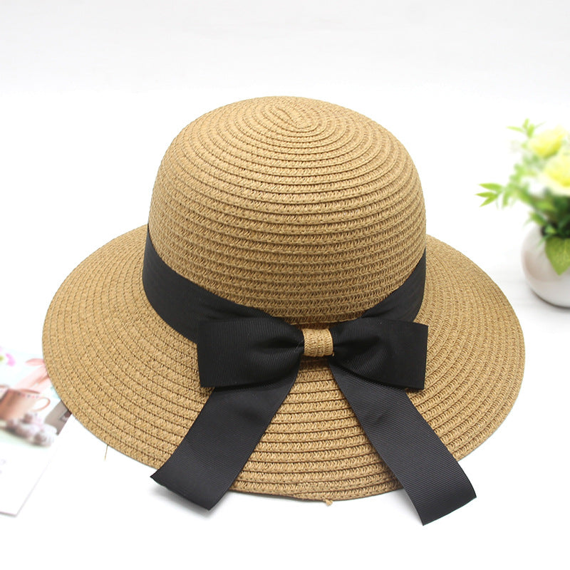Women Summer Travel Beach UV Protection Bowknot Wide Brim Straw Hat Sun Cap UV Protection Bowknot Wide Brim Straw Hat Sun Cap