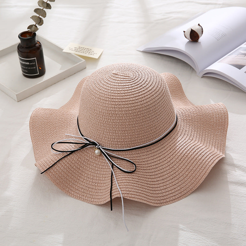 Women Summer Travel Beach UV Protection Bowknot Wide Brim Straw Hat Sun Cap UV Protection Bowknot Wide Brim Straw Hat Sun Cap