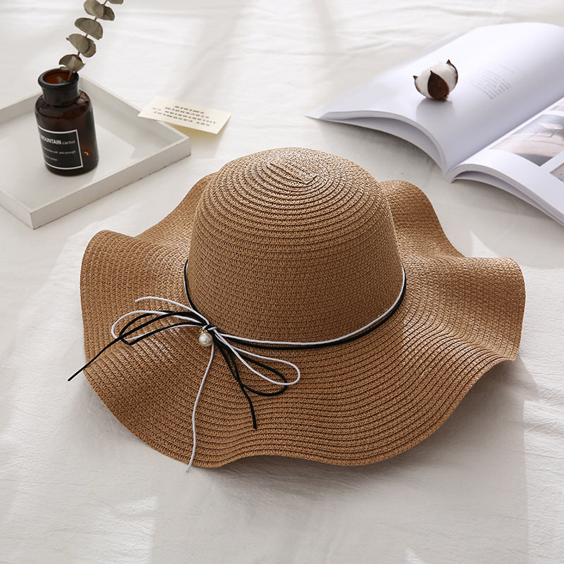 Women Summer Travel Beach UV Protection Bowknot Wide Brim Straw Hat Sun Cap UV Protection Bowknot Wide Brim Straw Hat Sun Cap