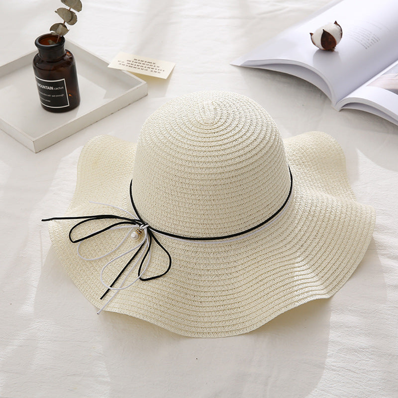 Women Summer Travel Beach UV Protection Bowknot Wide Brim Straw Hat Sun Cap UV Protection Bowknot Wide Brim Straw Hat Sun Cap