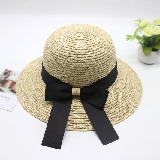 Women Summer Travel Beach UV Protection Bowknot Wide Brim Straw Hat Sun Cap UV Protection Bowknot Wide Brim Straw Hat Sun Cap