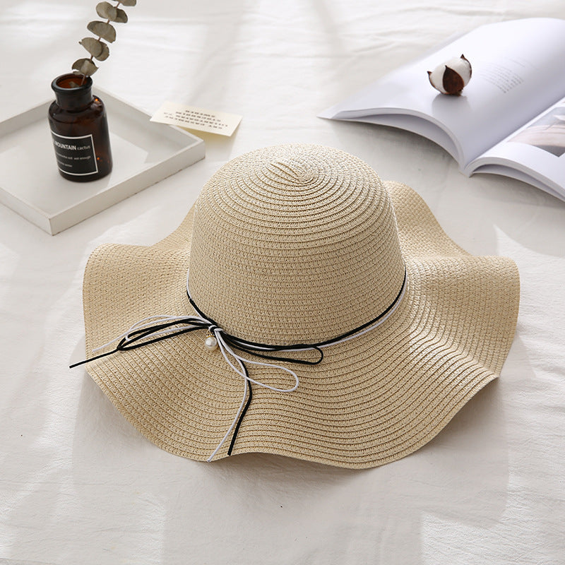 Women Summer Travel Beach UV Protection Bowknot Wide Brim Straw Hat Sun Cap UV Protection Bowknot Wide Brim Straw Hat Sun Cap