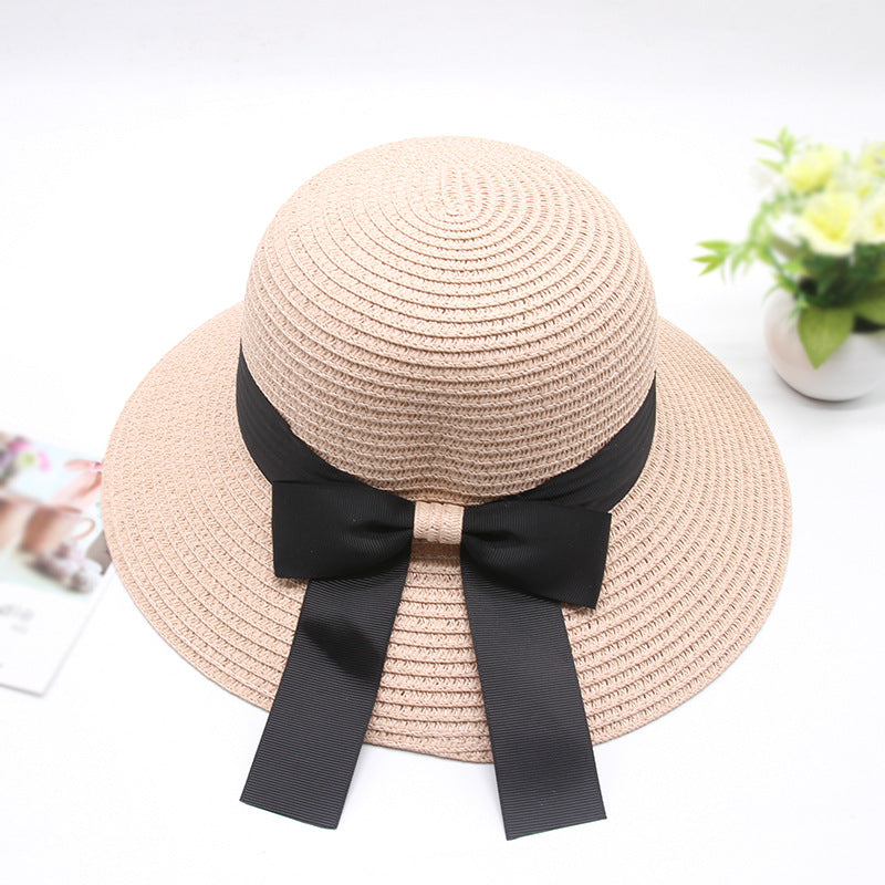 Women Summer Travel Beach UV Protection Bowknot Wide Brim Straw Hat Sun Cap UV Protection Bowknot Wide Brim Straw Hat Sun Cap