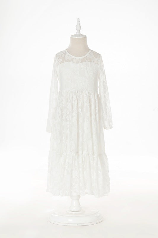 Lace rose-print princess dress