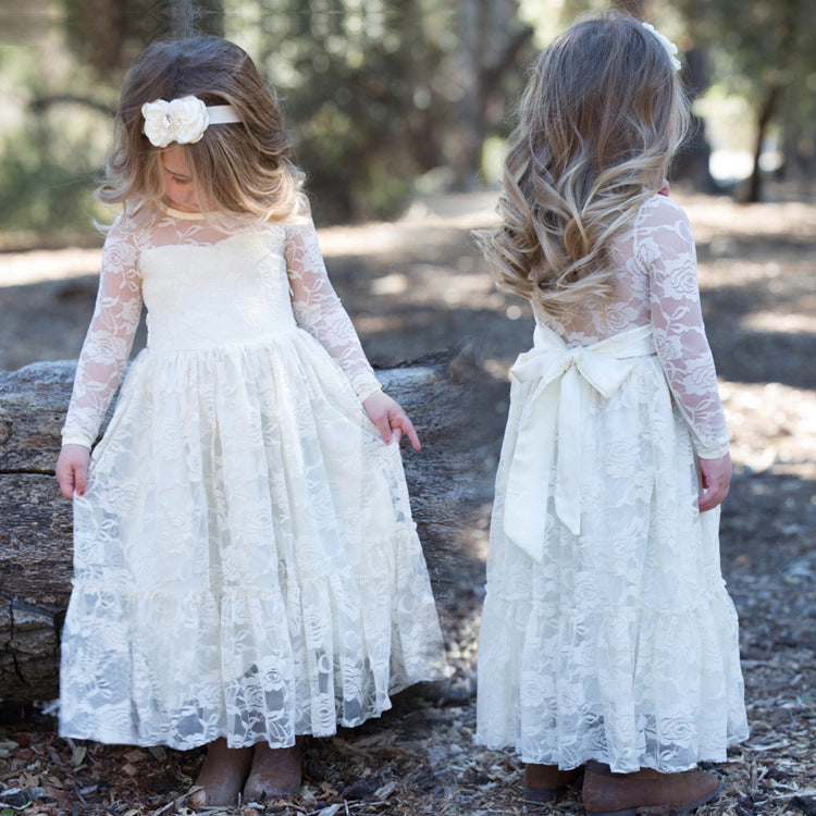 Lace rose-print princess dress