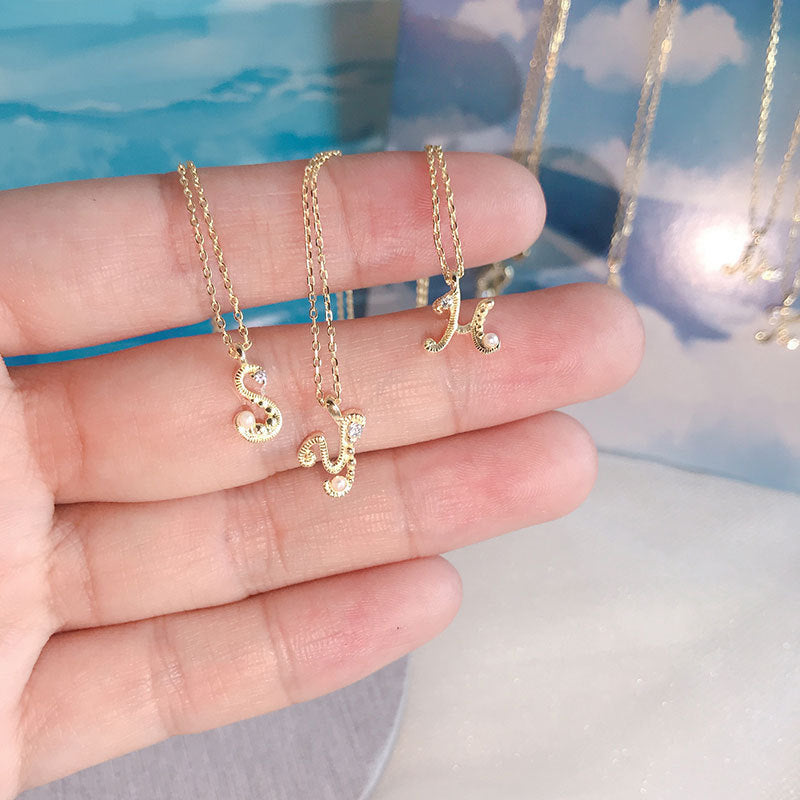Japanese silver s925 plating 14k gold mini letter necklace