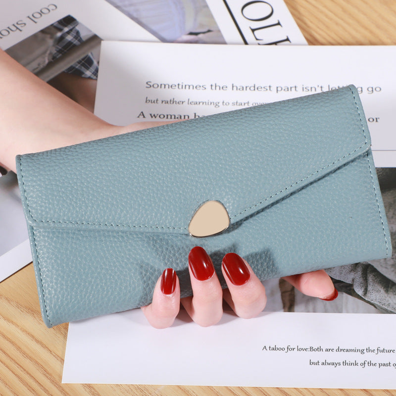 Women's Lychee-pattern Clutch Wallet Fashionable Cardholder Multi-functional