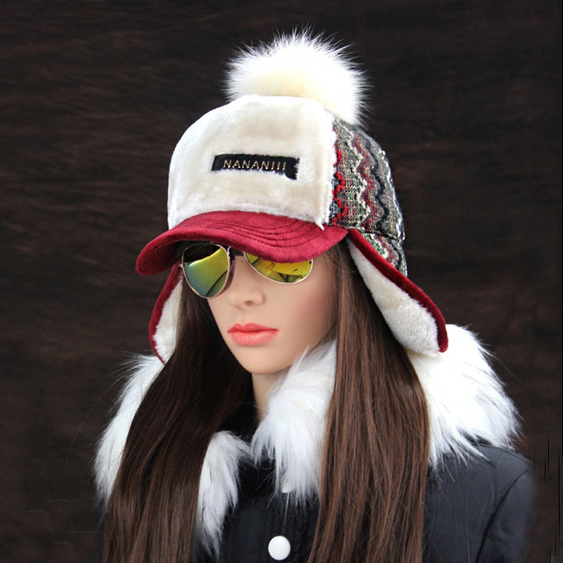 Thickened plus wool ball cap