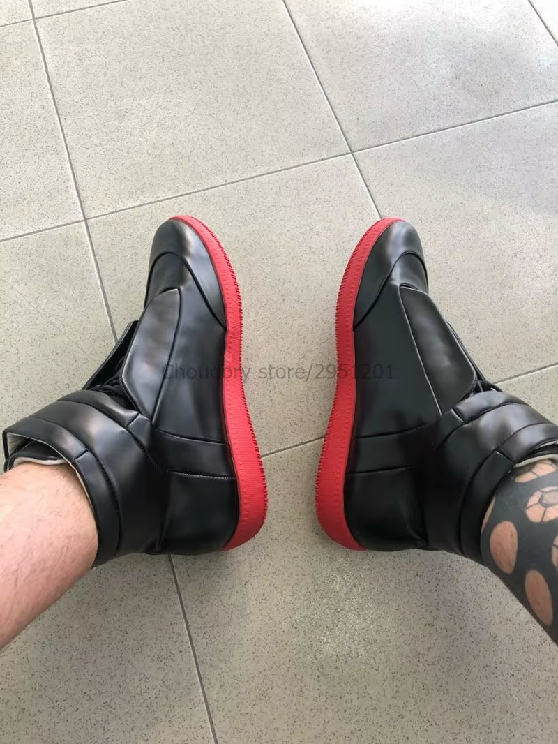 38-46 Luxury Brand Men Shoes Shinny Leather Casual Shoes Men'S High Top Silvery Gold Red High Quality Men Flats Casual Shoes