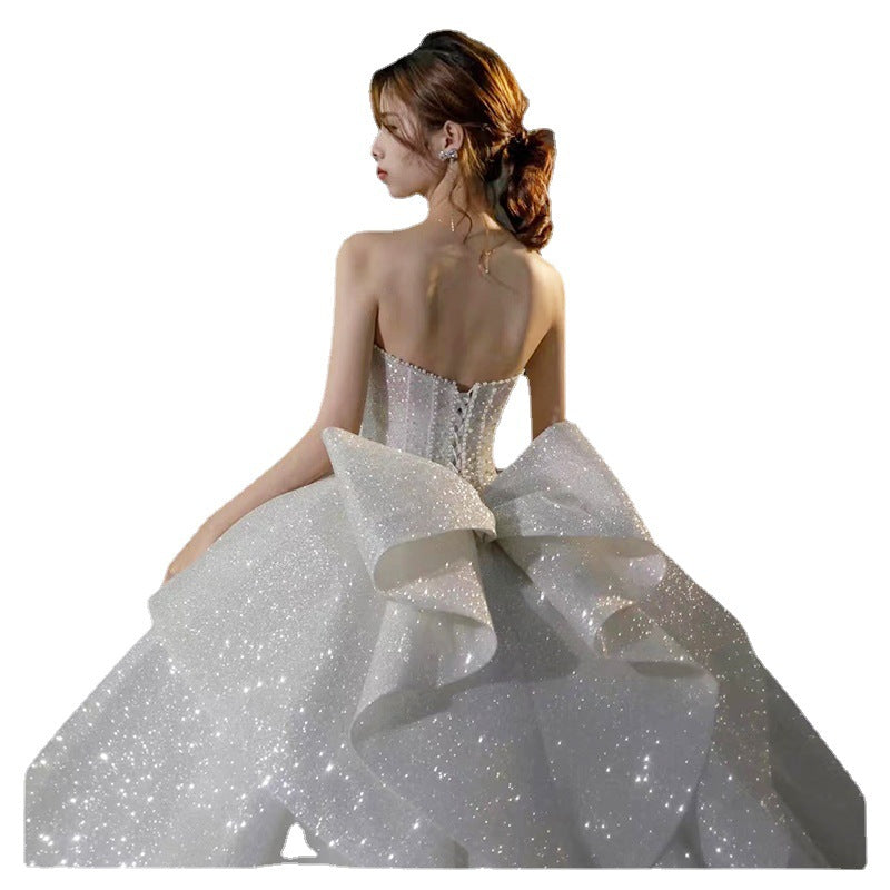 French Tube Top Wedding Dress Mother's Wedding Big Tail Main Wedding Dress