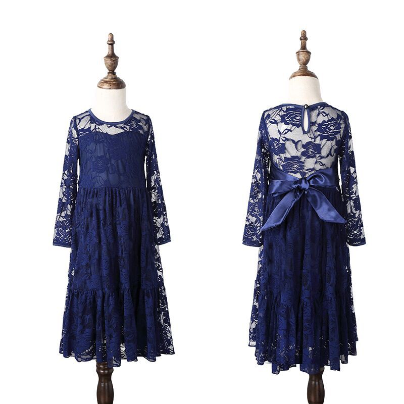 Lace rose-print princess dress