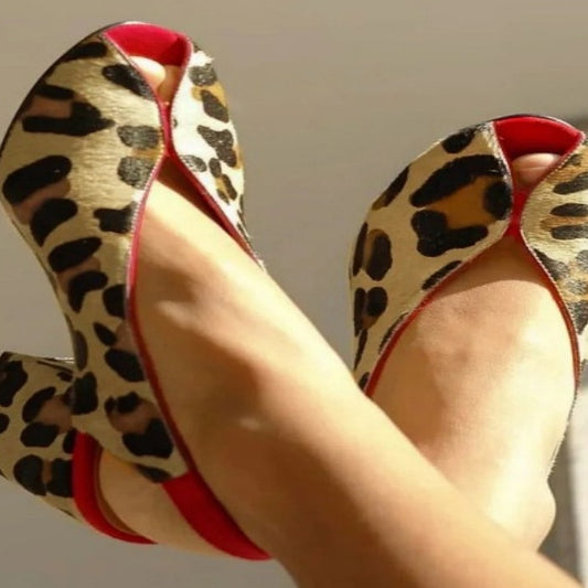 Summer And Autumn Peep-toe Shallow Mouth Chunky Heel High Heel Zebra Horsehair Plus Size Summer Women's Sandals