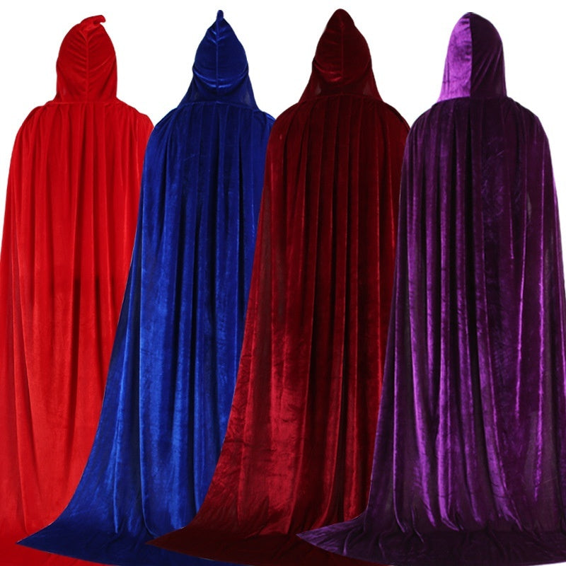 Golden Velvet Wizard Witch Prince Cloak Halloween Velvet Cape