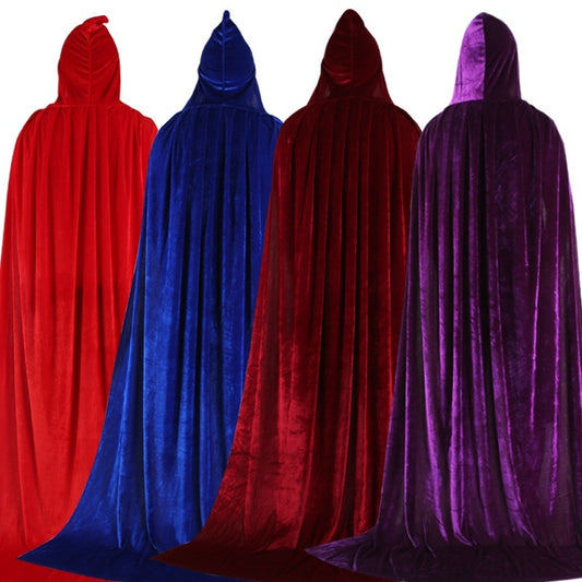 Golden Velvet Wizard Witch Prince Cloak Halloween Velvet Cape