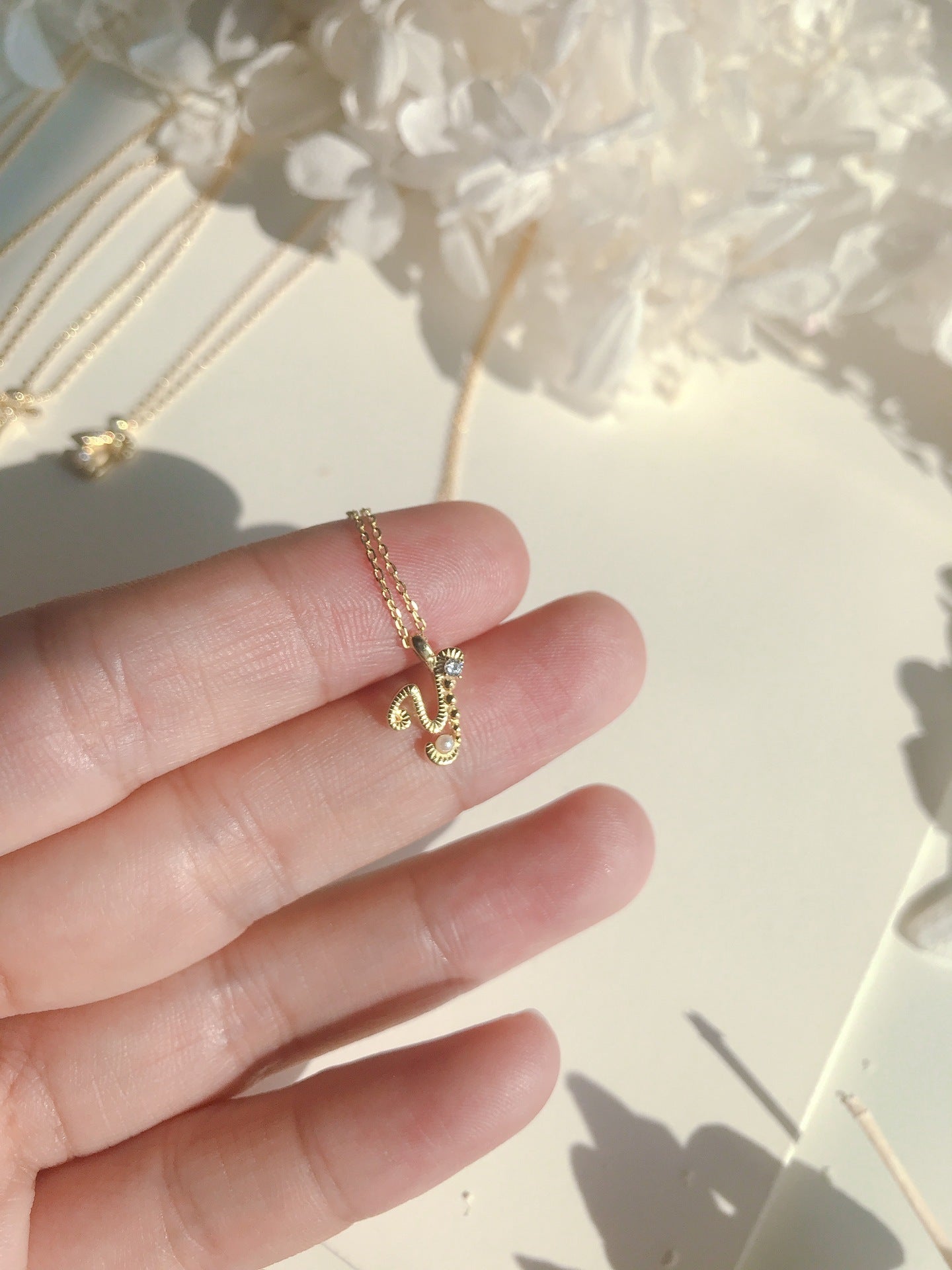 Japanese silver s925 plating 14k gold mini letter necklace