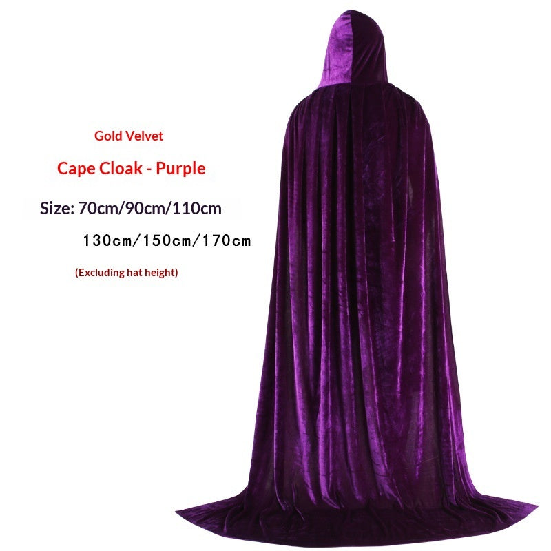 Golden Velvet Wizard Witch Prince Cloak Halloween Velvet Cape