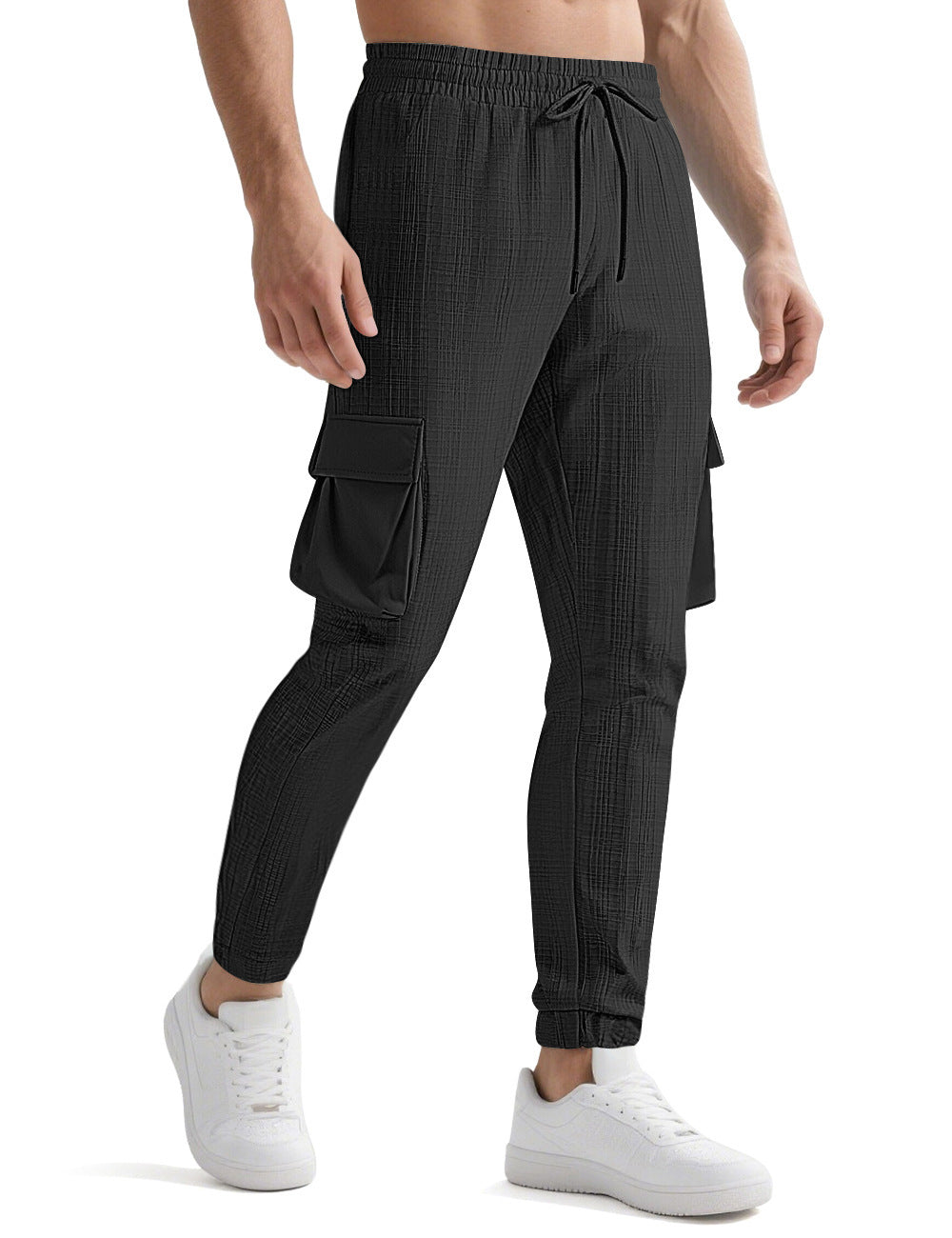 Fashion Sport Casual Personality Trendy Drawstring Multi-pocket Pants Men