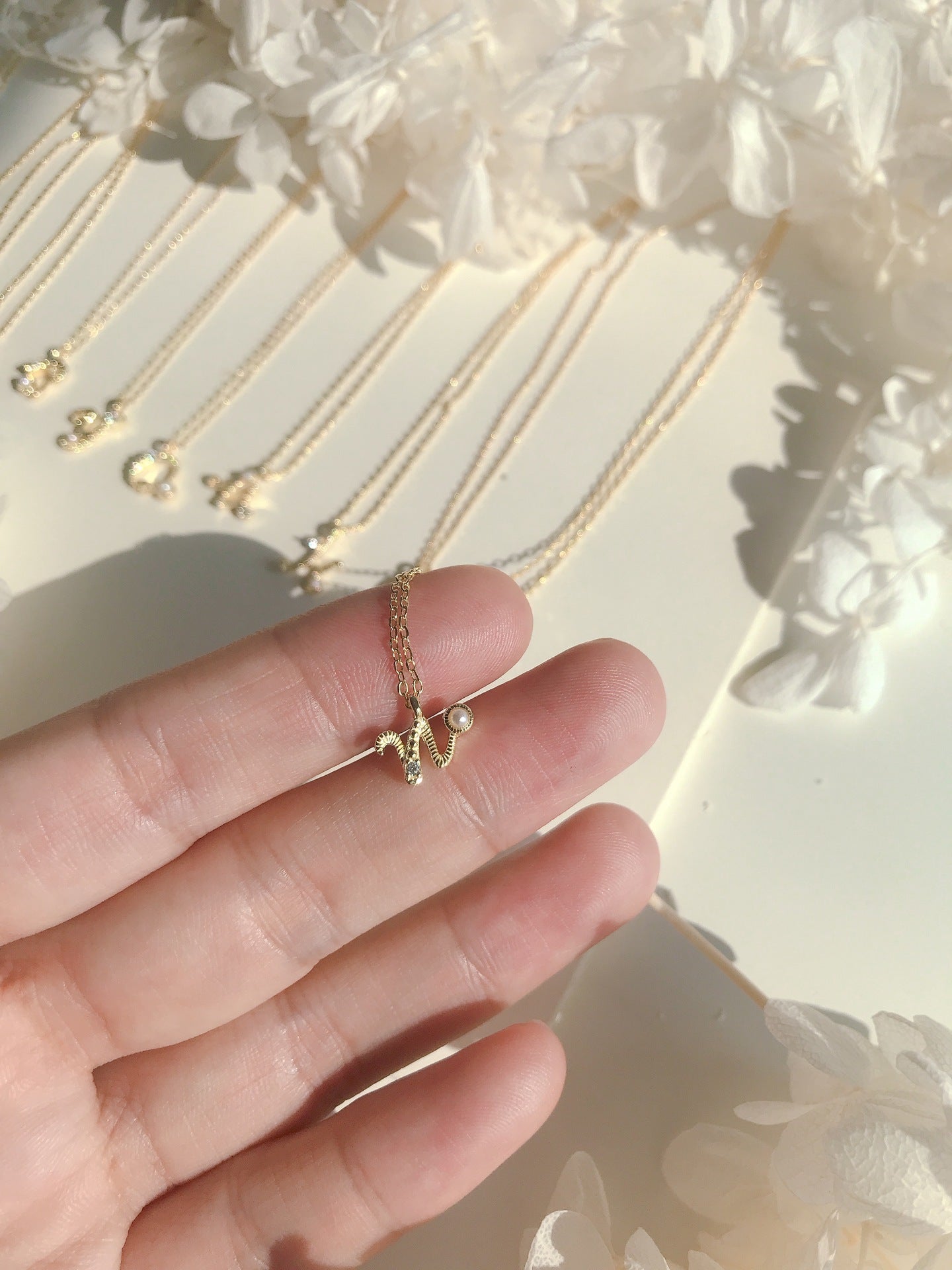 Japanese silver s925 plating 14k gold mini letter necklace