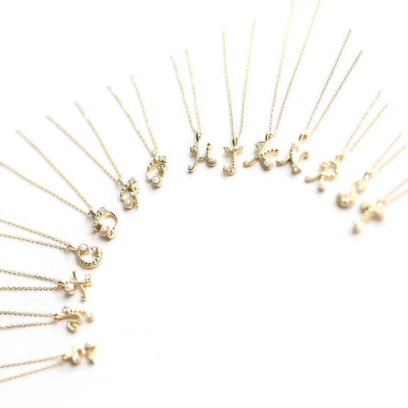 Japanese silver s925 plating 14k gold mini letter necklace