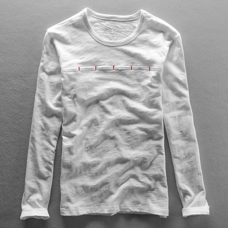 Crew-neck Solid-color Bamboo-cotton Japanese-style Men's Cotton T-shirt