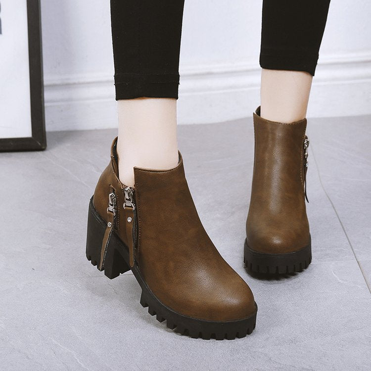 Women's Side-zip High-heeled Dr Martens Boots