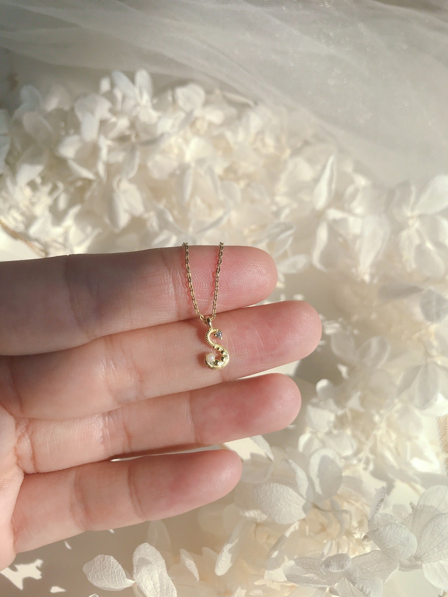 Japanese silver s925 plating 14k gold mini letter necklace