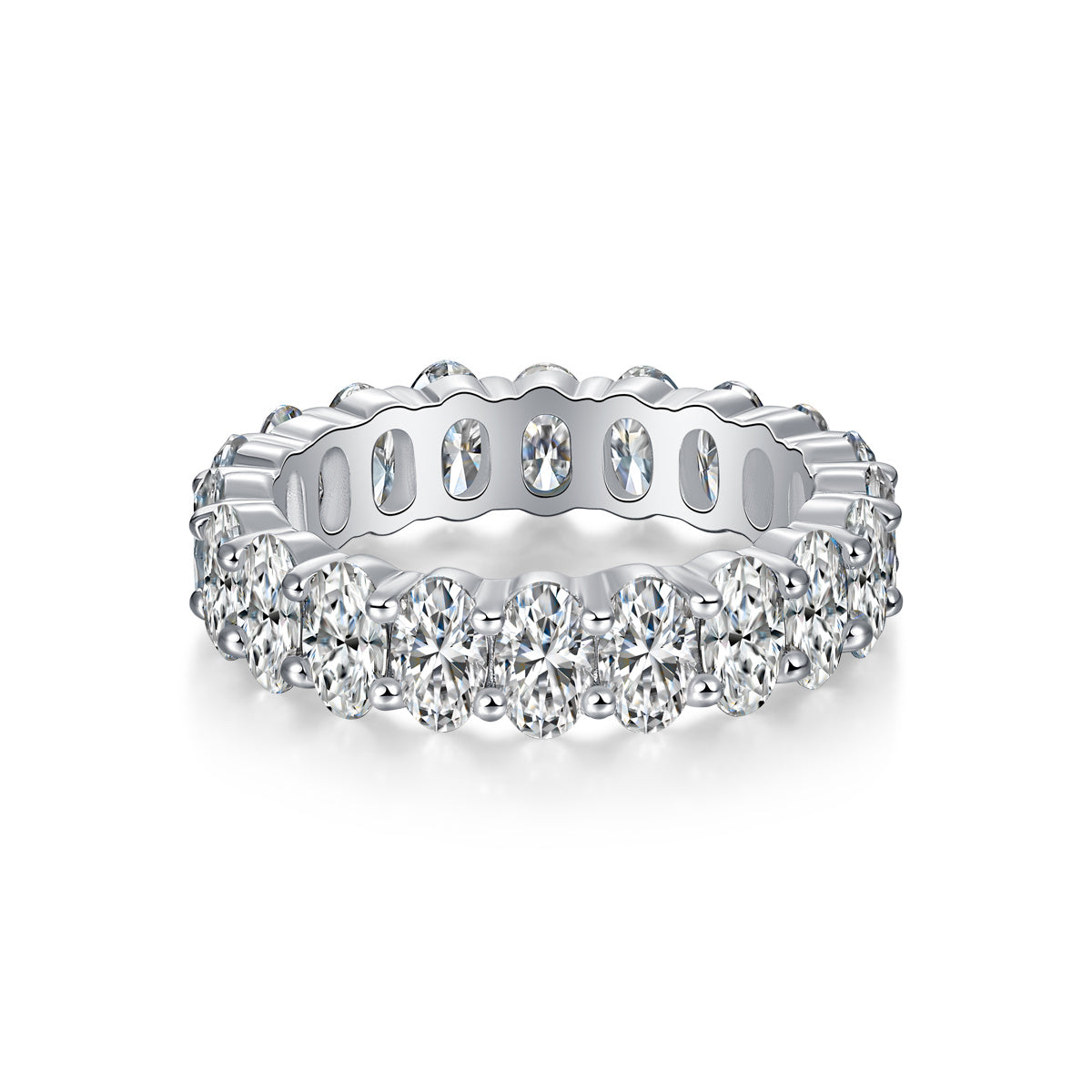 Luo Shen - A Wedding Ring Set With Top-quality Egg-shaped Moissanite S925 Silver And Platinum-plated Diamond. The Ring Can Be Inspected With A Diamond Pen