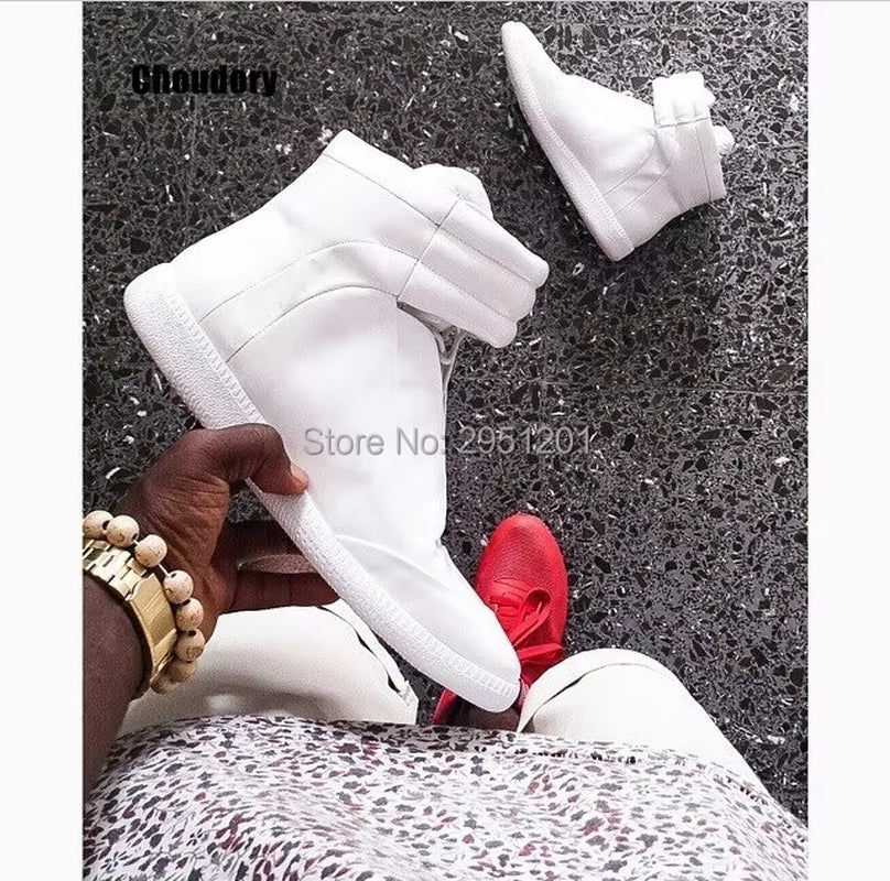 38-46 Luxury Brand Men Shoes Shinny Leather Casual Shoes Men'S High Top Silvery Gold Red High Quality Men Flats Casual Shoes