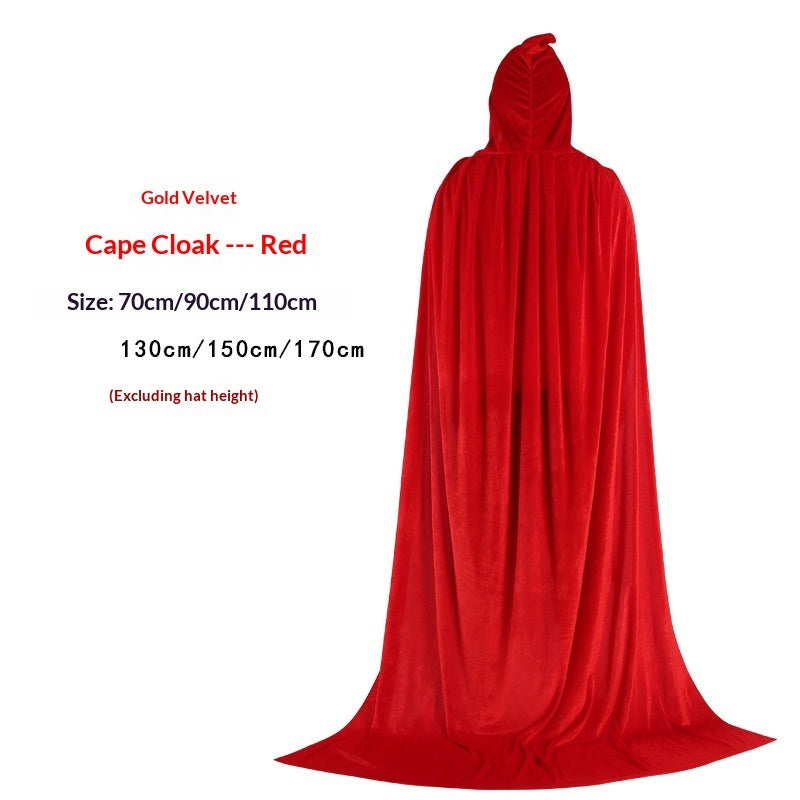 Golden Velvet Wizard Witch Prince Cloak Halloween Velvet Cape