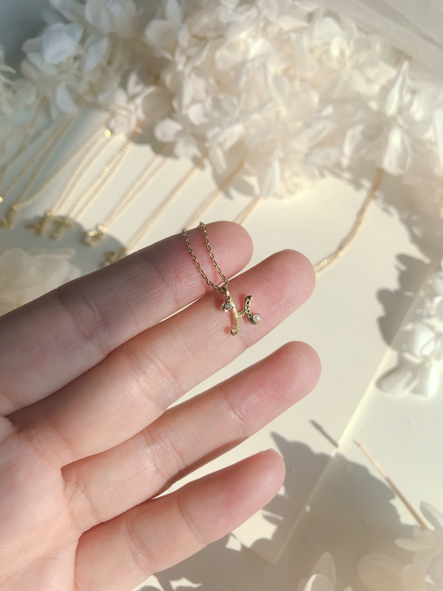 Japanese silver s925 plating 14k gold mini letter necklace