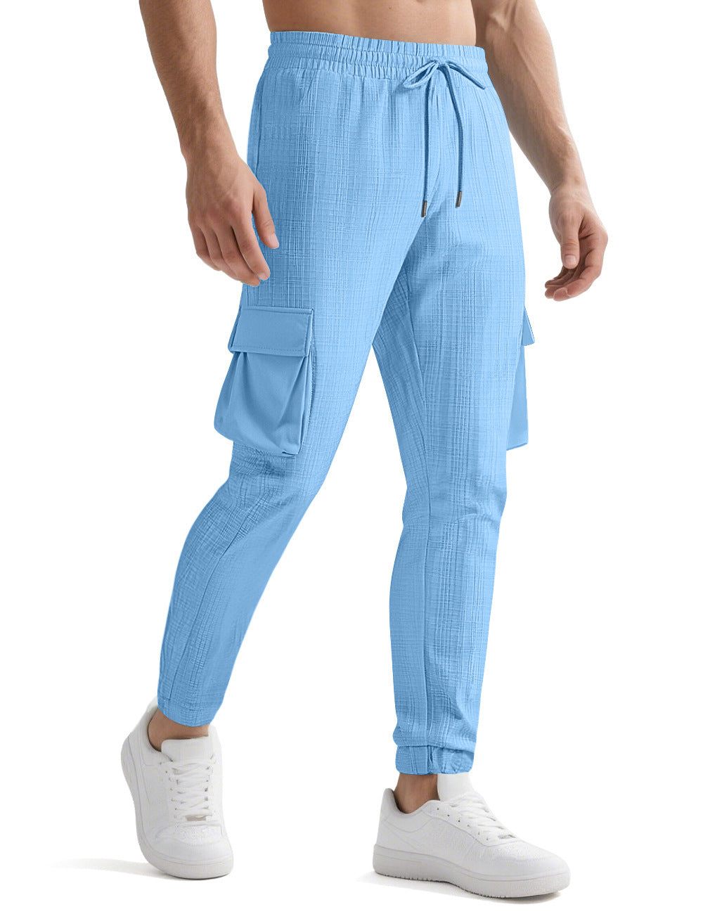 Fashion Sport Casual Personality Trendy Drawstring Multi-pocket Pants Men