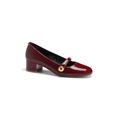 Platform Leather Shoes Shallow Mouth Round Head Chunky Heel