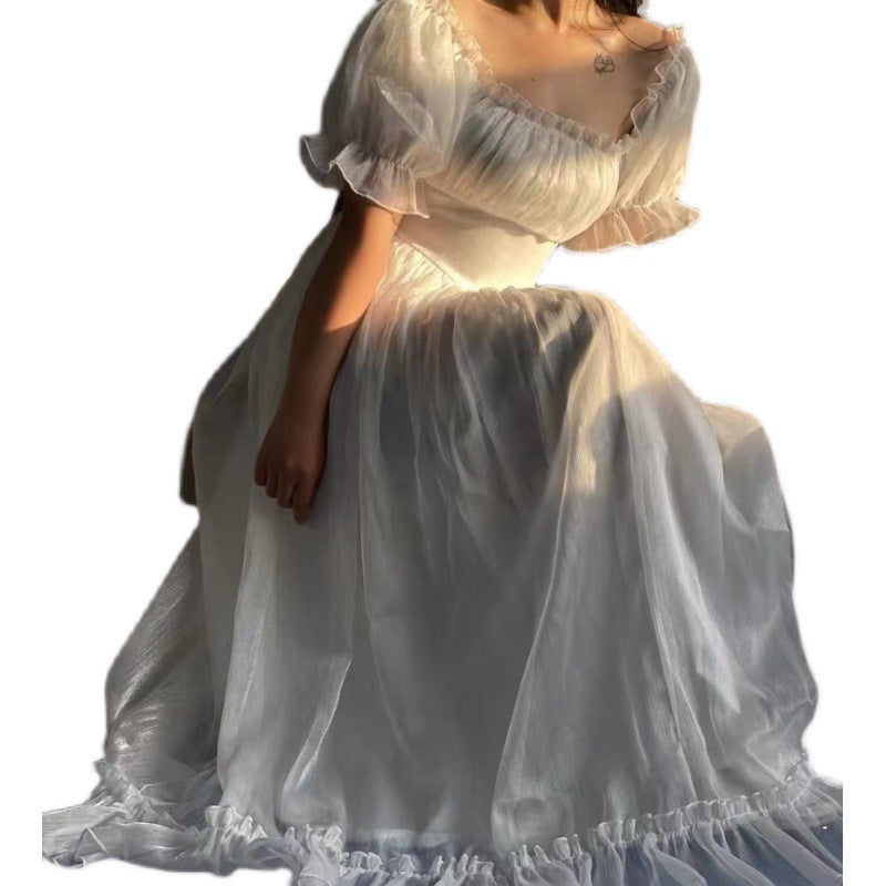 French Retro Resort Style Backless Party Dress