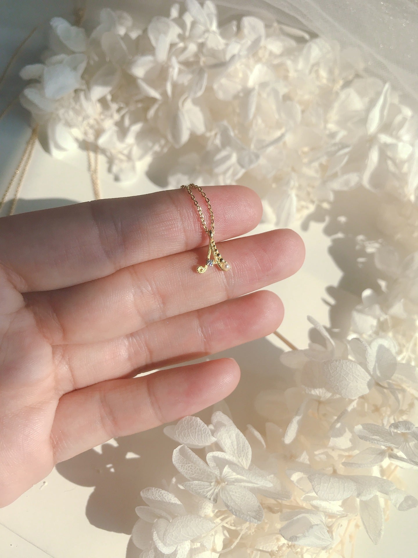 Japanese silver s925 plating 14k gold mini letter necklace