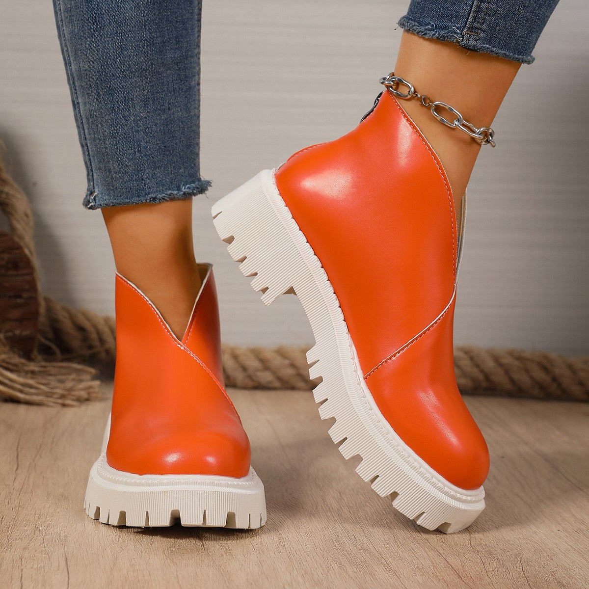 Arrival Women's Plus-size Chunky-heeled High-heeled Ankle Boots