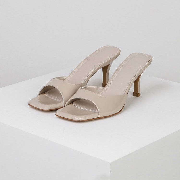 European And American Square Toe Stiletto Heel Fashion Sandals