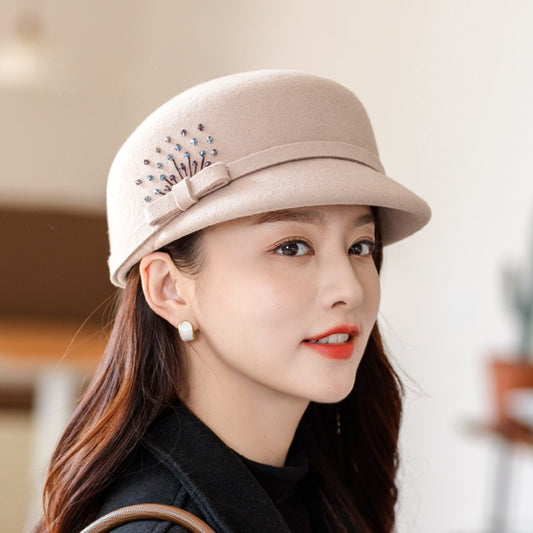Wool Peaked Cap Casual Woolen Felt Hat