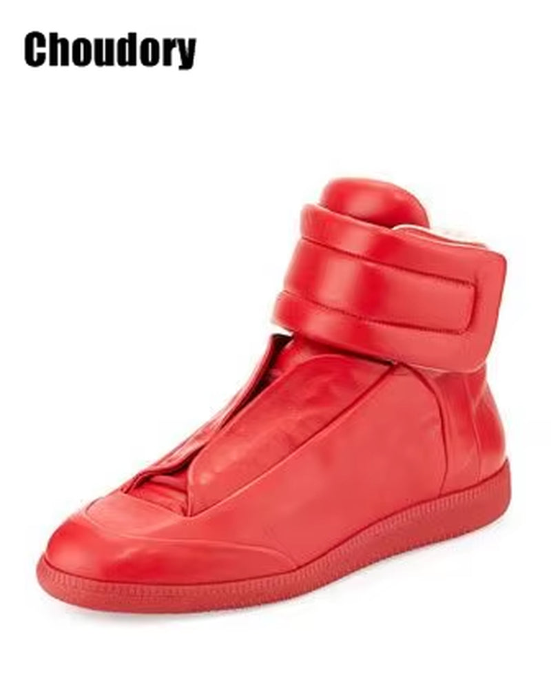 38-46 Luxury Brand Men Shoes Shinny Leather Casual Shoes Men'S High Top Silvery Gold Red High Quality Men Flats Casual Shoes